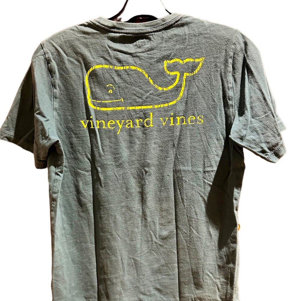 Vineyard Vines boys tshirt, teal with neon whale, sz L(16)